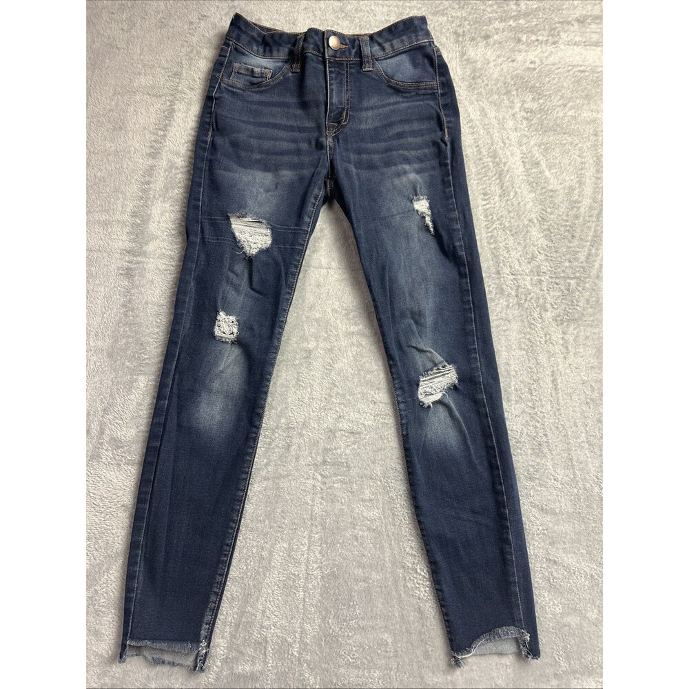 Refuge Womens/Junior Jeans Sz 0 Dark Blue Distressed Grunge